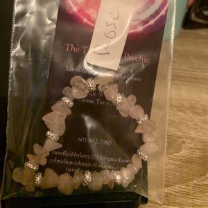 Rose Quartz Bracelet with Faux Silver Beads